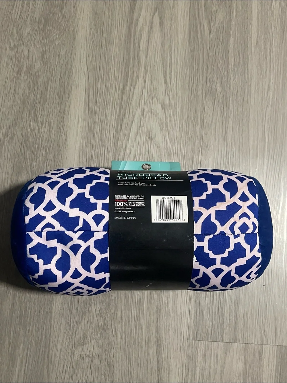 Microbead Tube Pillow - Blue & White Geometric
